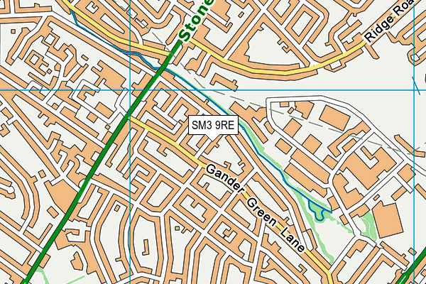 SM3 9RE map - OS VectorMap District (Ordnance Survey)