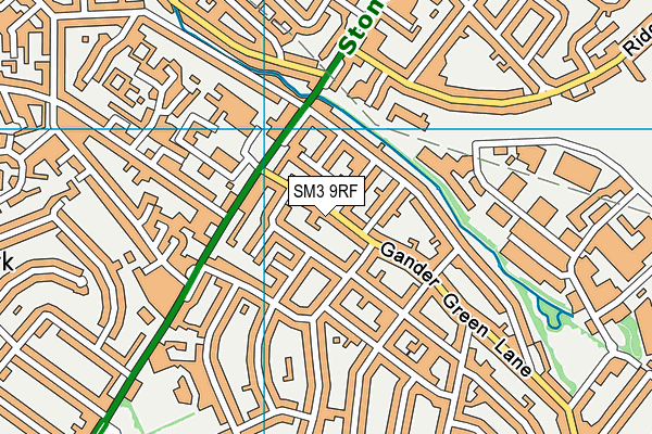 SM3 9RF map - OS VectorMap District (Ordnance Survey)