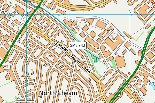 SM3 9RJ map - OS VectorMap District (Ordnance Survey)