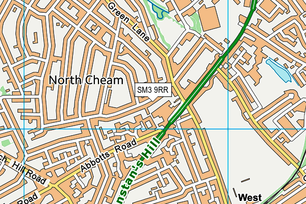 SM3 9RR map - OS VectorMap District (Ordnance Survey)