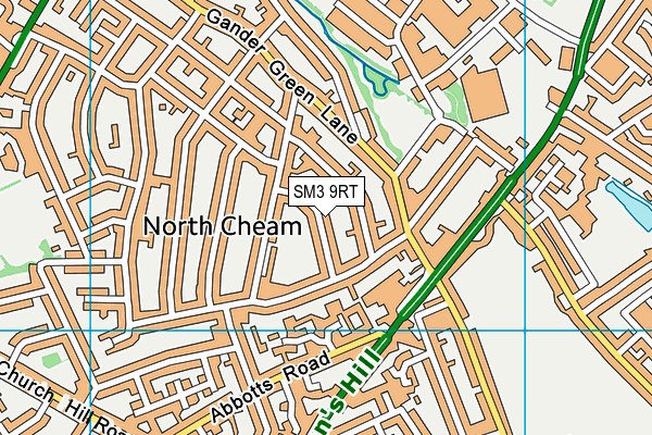 SM3 9RT map - OS VectorMap District (Ordnance Survey)