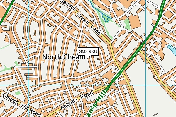 SM3 9RU map - OS VectorMap District (Ordnance Survey)