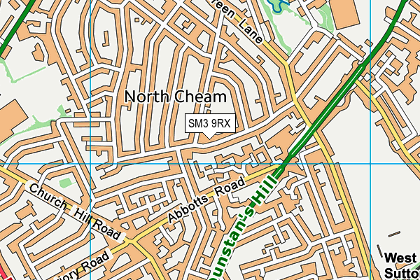 SM3 9RX map - OS VectorMap District (Ordnance Survey)