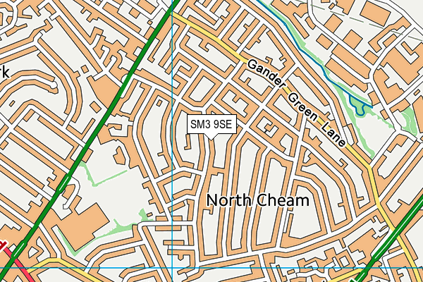 SM3 9SE map - OS VectorMap District (Ordnance Survey)