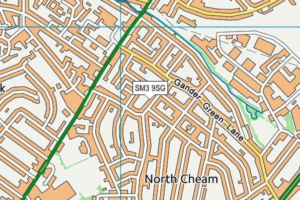 SM3 9SG map - OS VectorMap District (Ordnance Survey)