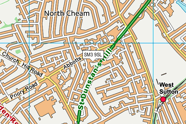 SM3 9SL map - OS VectorMap District (Ordnance Survey)