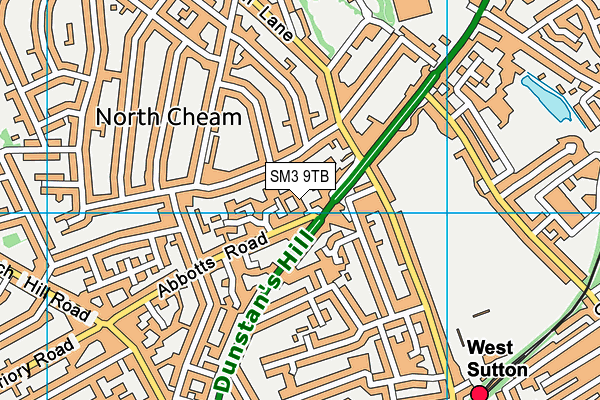 SM3 9TB map - OS VectorMap District (Ordnance Survey)