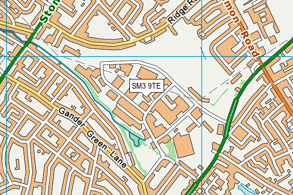 SM3 9TE map - OS VectorMap District (Ordnance Survey)