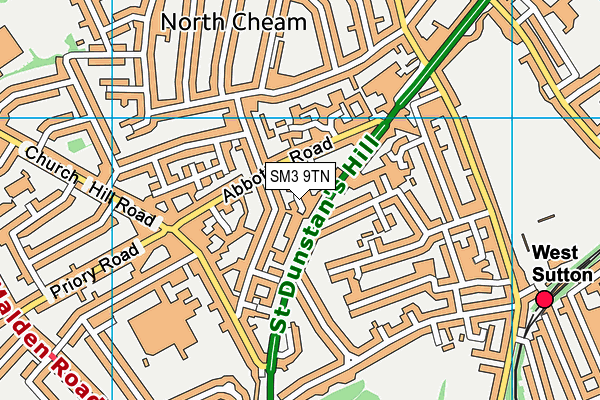 SM3 9TN map - OS VectorMap District (Ordnance Survey)