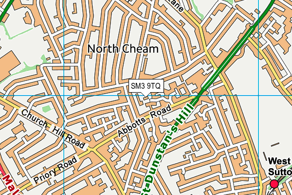 SM3 9TQ map - OS VectorMap District (Ordnance Survey)