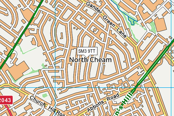 SM3 9TT map - OS VectorMap District (Ordnance Survey)