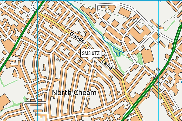 SM3 9TZ map - OS VectorMap District (Ordnance Survey)