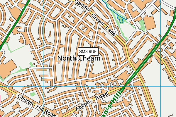 SM3 9UF map - OS VectorMap District (Ordnance Survey)