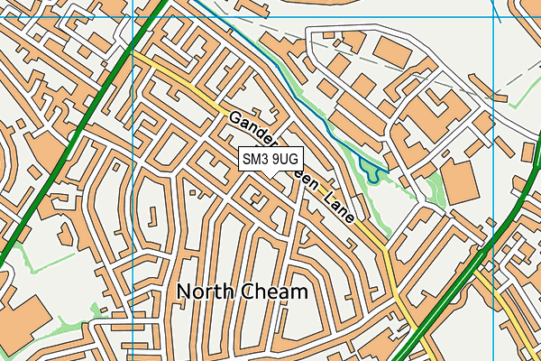 SM3 9UG map - OS VectorMap District (Ordnance Survey)