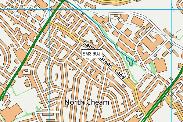 SM3 9UJ map - OS VectorMap District (Ordnance Survey)