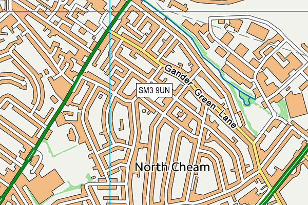 SM3 9UN map - OS VectorMap District (Ordnance Survey)