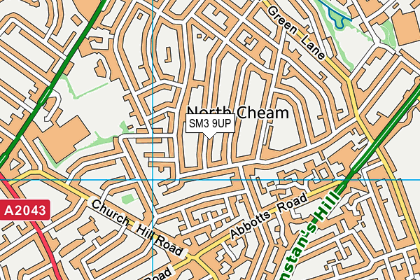 SM3 9UP map - OS VectorMap District (Ordnance Survey)