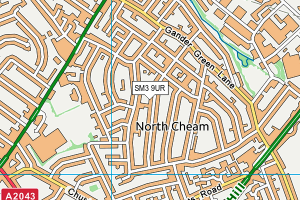 SM3 9UR map - OS VectorMap District (Ordnance Survey)