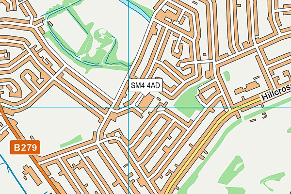 SM4 4AD map - OS VectorMap District (Ordnance Survey)