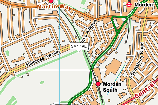 Morden Park Tennis Courts map (SM4 4AE) - OS VectorMap District (Ordnance Survey)