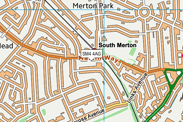 SM4 4AG map - OS VectorMap District (Ordnance Survey)
