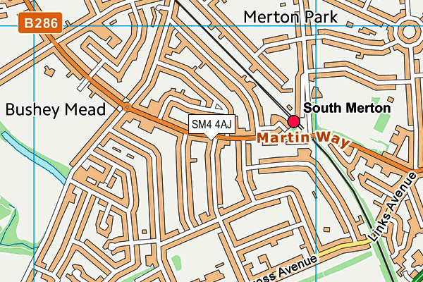 SM4 4AJ map - OS VectorMap District (Ordnance Survey)