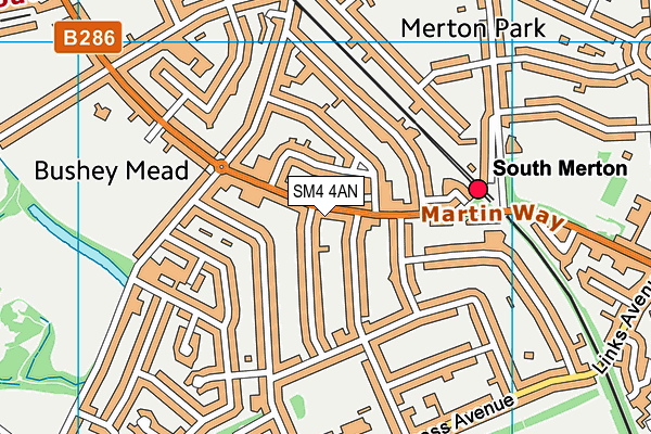 SM4 4AN map - OS VectorMap District (Ordnance Survey)