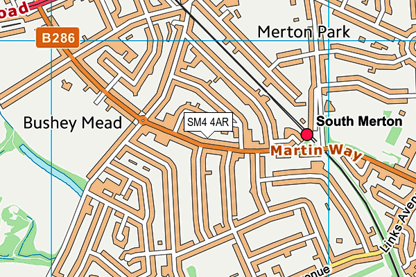 SM4 4AR map - OS VectorMap District (Ordnance Survey)