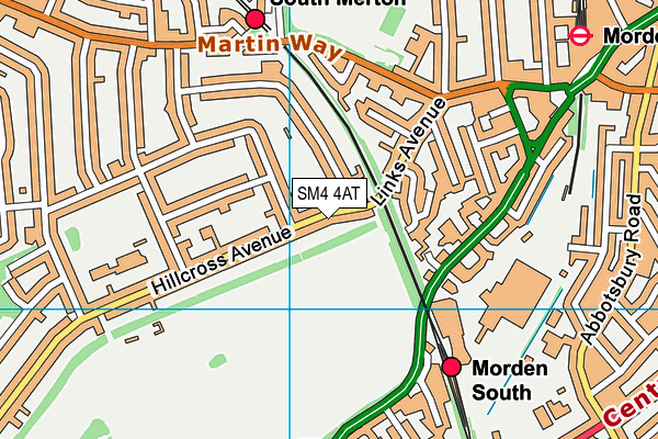 Morden Sports Ground map (SM4 4AT) - OS VectorMap District (Ordnance Survey)
