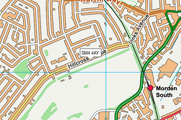 SM4 4AY map - OS VectorMap District (Ordnance Survey)