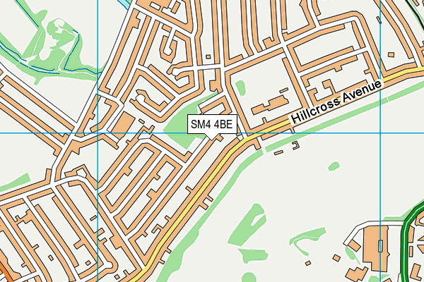 SM4 4BE map - OS VectorMap District (Ordnance Survey)