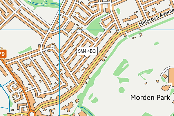 SM4 4BQ map - OS VectorMap District (Ordnance Survey)