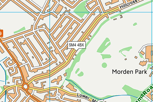 SM4 4BX map - OS VectorMap District (Ordnance Survey)