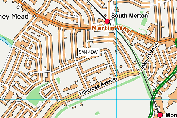 SM4 4DW map - OS VectorMap District (Ordnance Survey)