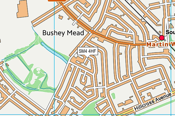 SM4 4HF map - OS VectorMap District (Ordnance Survey)