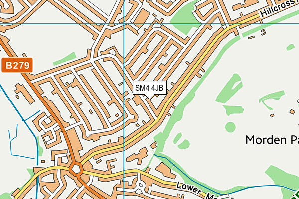 SM4 4JB map - OS VectorMap District (Ordnance Survey)