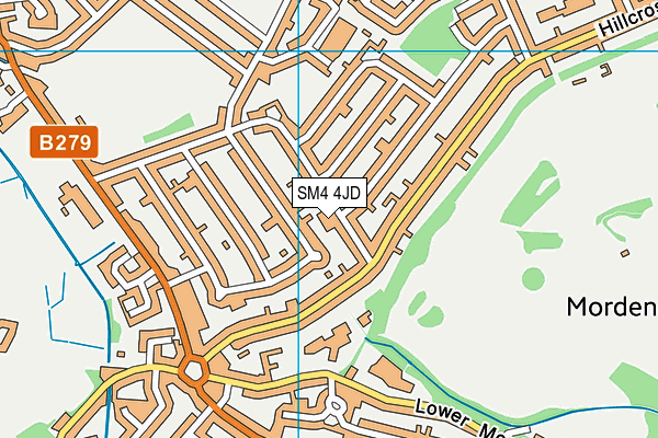 SM4 4JD map - OS VectorMap District (Ordnance Survey)