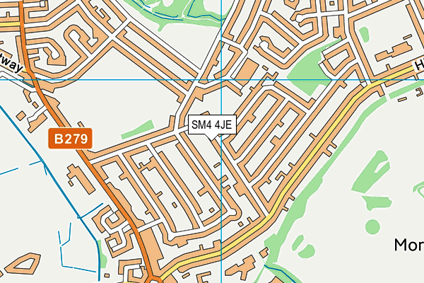 SM4 4JE map - OS VectorMap District (Ordnance Survey)
