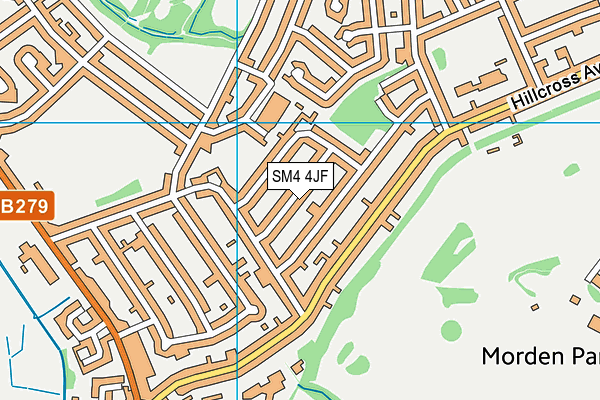 SM4 4JF map - OS VectorMap District (Ordnance Survey)