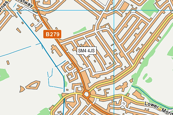 SM4 4JS map - OS VectorMap District (Ordnance Survey)