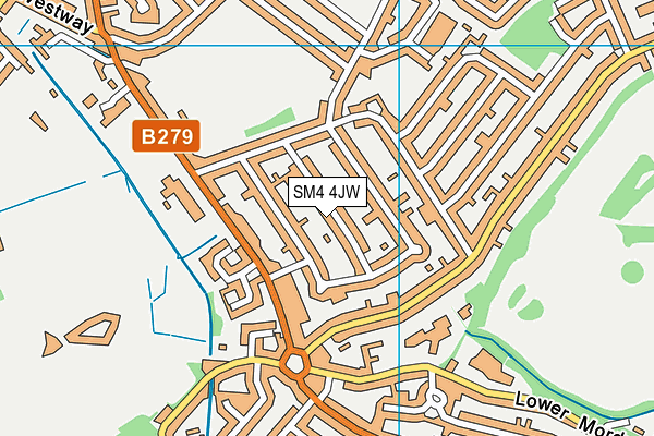SM4 4JW map - OS VectorMap District (Ordnance Survey)