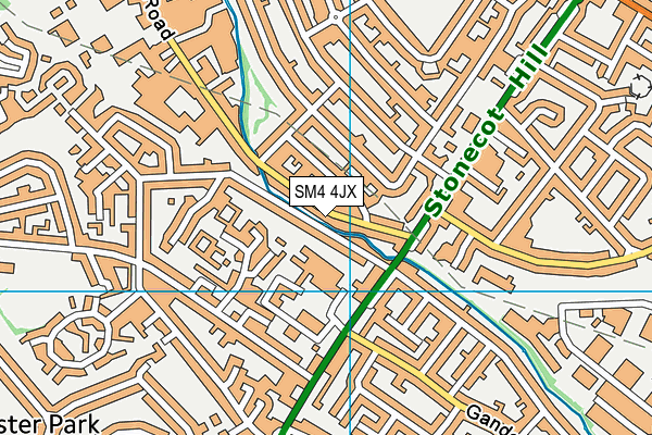 SM4 4JX map - OS VectorMap District (Ordnance Survey)