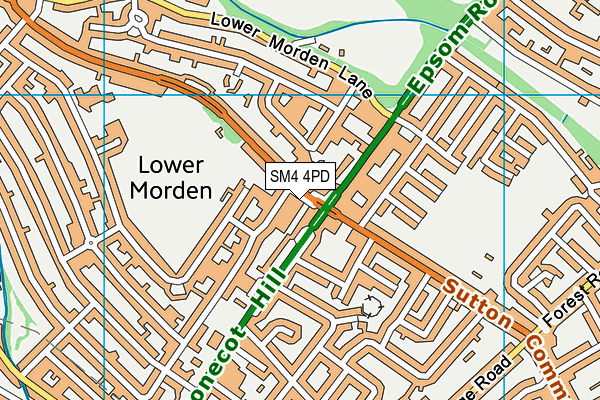 SM4 4PD map - OS VectorMap District (Ordnance Survey)