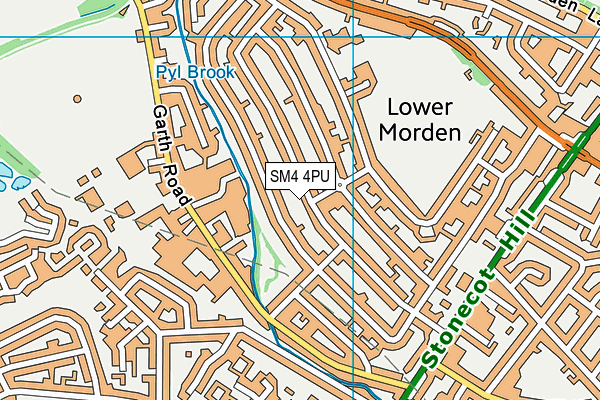 SM4 4PU map - OS VectorMap District (Ordnance Survey)