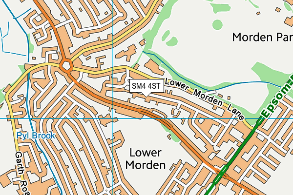 SM4 4ST map - OS VectorMap District (Ordnance Survey)