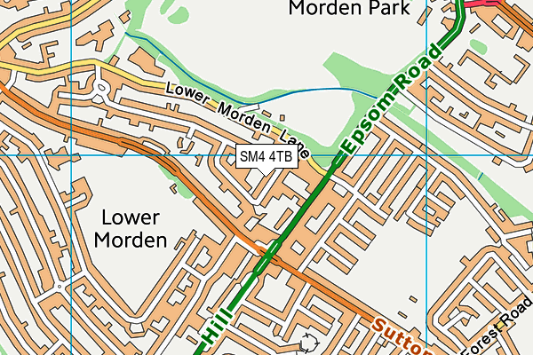 SM4 4TB map - OS VectorMap District (Ordnance Survey)