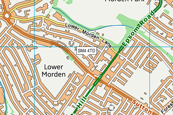 SM4 4TD map - OS VectorMap District (Ordnance Survey)