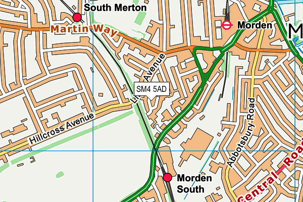 SM4 5AD map - OS VectorMap District (Ordnance Survey)