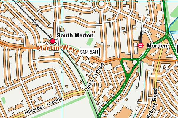 SM4 5AH map - OS VectorMap District (Ordnance Survey)