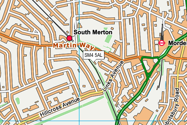 SM4 5AL map - OS VectorMap District (Ordnance Survey)